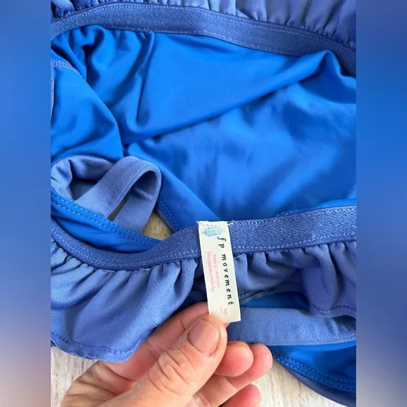 Free People Women’s Blue Plie All Day Ruffle Sports Bra In African Violet - Picture 5 of 8